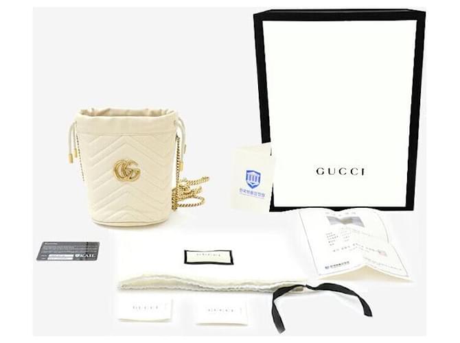 Marmont Gucci Mini Eimer Tasche Elfenbein Weiß - Ansicht 8