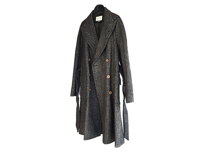 Gucci Abrigo de cinturón de tweed de espiga doble - vista 2