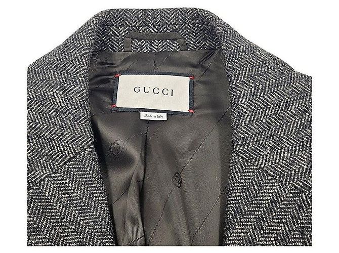 Gucci Abrigo de cinturón de tweed de espiga doble - vista 4