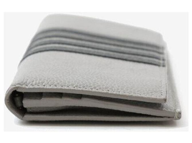 Thom Browne Carteira Longa em Couro Pebble Listrada Cinza - vista 4