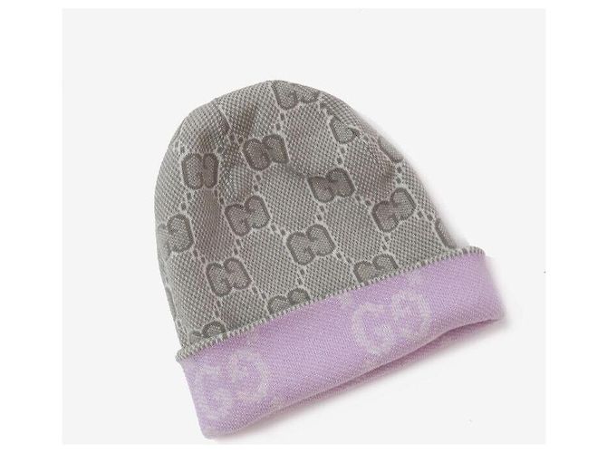 Gucci Wendbarer GG Wollhut in Pink Grau Braun - Ansicht 4
