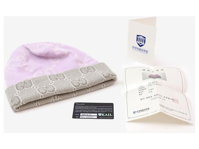 Gucci Wendbarer GG Wollhut in Pink Grau Braun - Ansicht 7