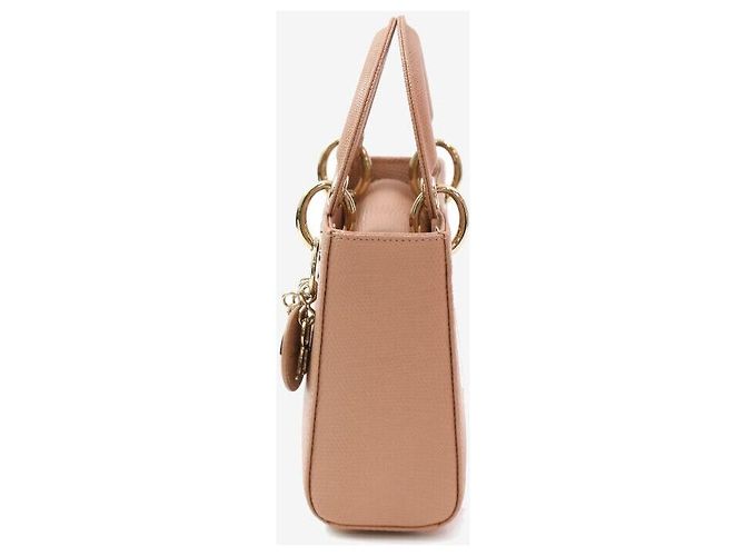 Borsa a tracolla Mini Lady Dior in pelle di lucertola rosa - vista 2