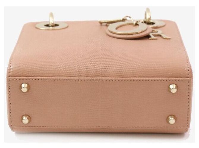 Borsa a tracolla Mini Lady Dior in pelle di lucertola rosa - vista 4