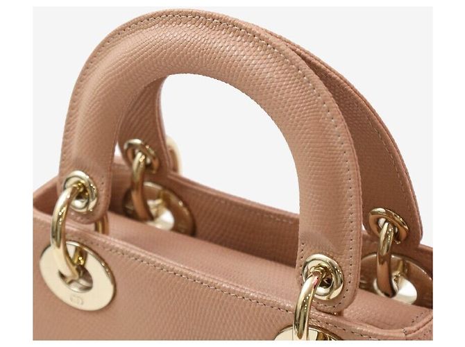 Borsa a tracolla Mini Lady Dior in pelle di lucertola rosa - vista 5