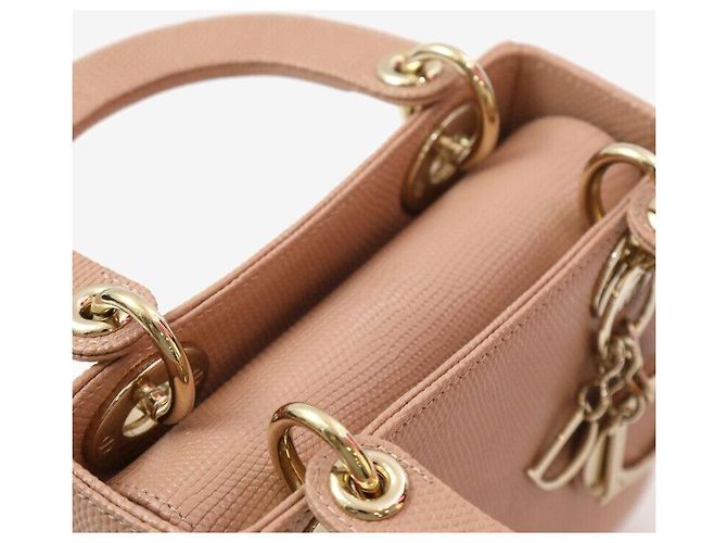 Borsa a tracolla Mini Lady Dior in pelle di lucertola rosa - vista 6