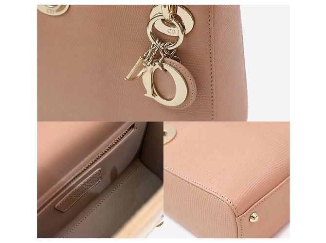Borsa a tracolla Mini Lady Dior in pelle di lucertola rosa - vista 7