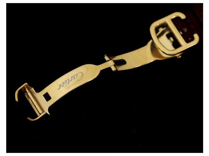 Cartier Relógio de quartzo vermeil mostarda com pulseira de couro marrom e dourado - vista 5