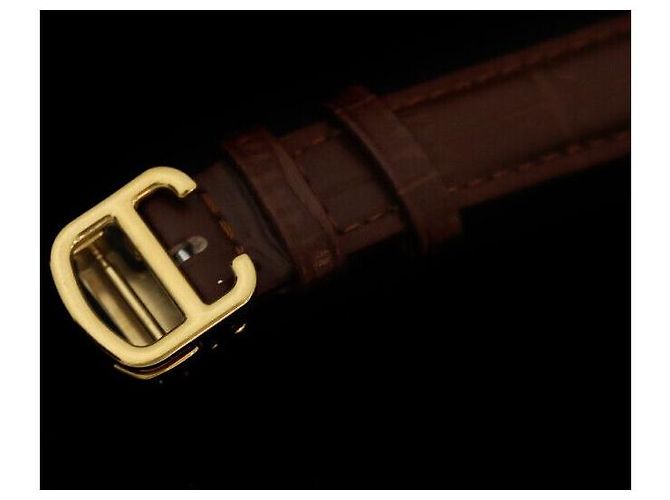 Cartier Relógio de quartzo vermeil mostarda com pulseira de couro marrom e dourado - vista 6