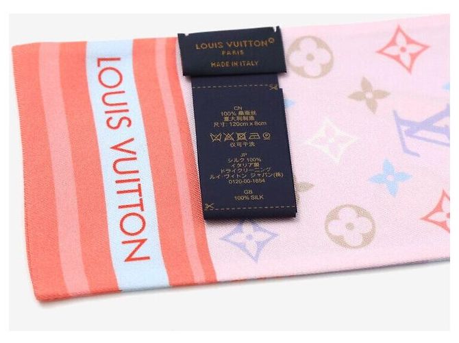 Louis Vuitton Foulard Bandana Skyline Rosa Chiaro - vista 4
