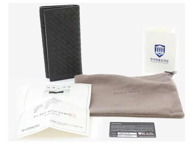 Bottega Veneta Cartera Larga Intrecciato Gris Oscuro Castaño - vista 8