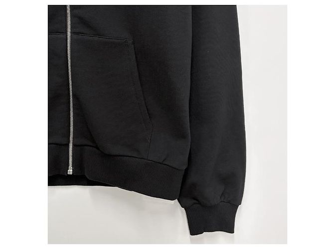 Céline Giacca con cappuccio zip loose con stampa logo a schermo bianco e nero - vista 14