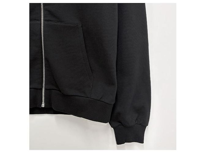 Céline Giacca con cappuccio zip loose con stampa logo a schermo bianco e nero - vista 5