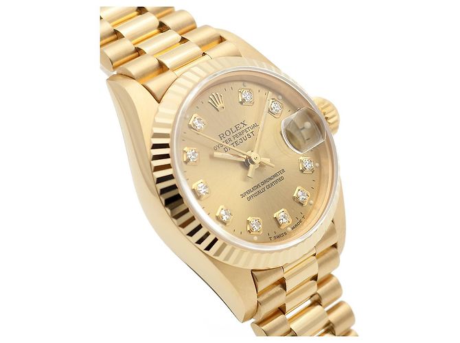 Rolex Damenarmbanduhr Datejust aus Gold mit Diamanten Golden - Ansicht 11