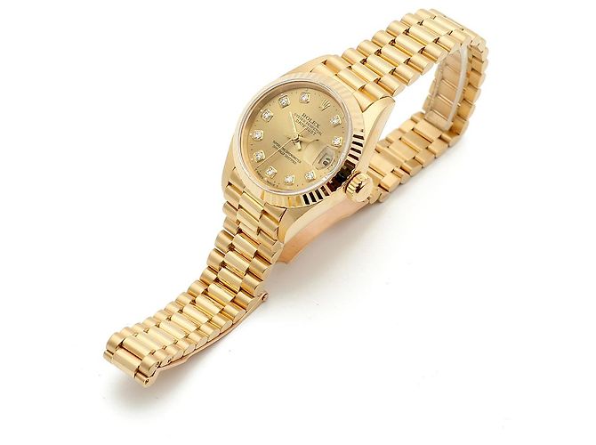 Rolex Damenarmbanduhr Datejust aus Gold mit Diamanten Golden - Ansicht 14