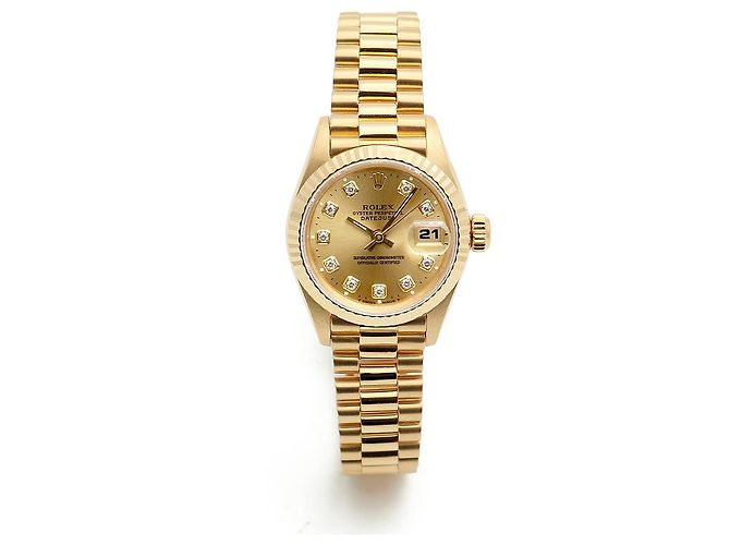 Rolex Damenarmbanduhr Datejust aus Gold mit Diamanten Golden - Ansicht 16