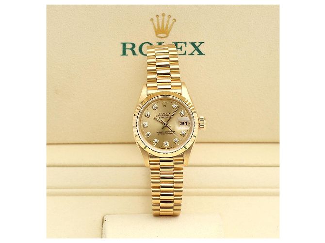 Rolex Damenarmbanduhr Datejust aus Gold mit Diamanten Golden - Ansicht 2