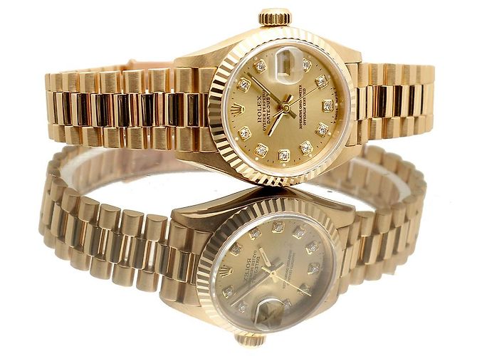 Rolex Damenarmbanduhr Datejust aus Gold mit Diamanten Golden - Ansicht 20
