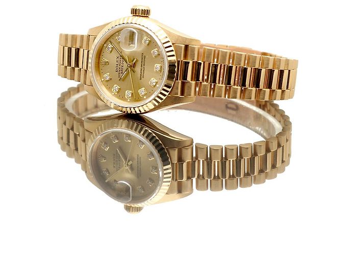 Rolex Damenarmbanduhr Datejust aus Gold mit Diamanten Golden - Ansicht 21