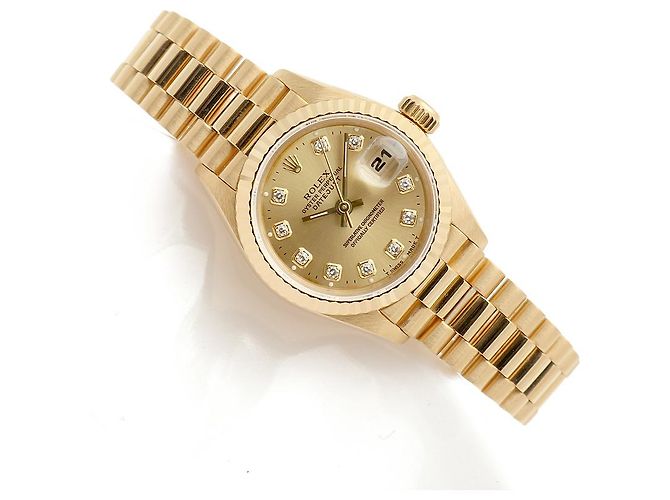 Rolex Damenarmbanduhr Datejust aus Gold mit Diamanten Golden - Ansicht 23