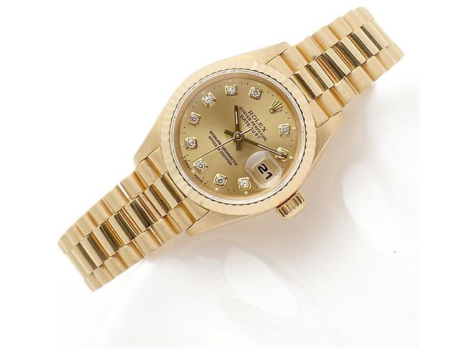 Rolex Damenarmbanduhr Datejust aus Gold mit Diamanten Golden - Ansicht 24