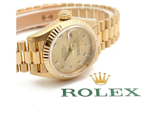 Rolex Damenarmbanduhr Datejust aus Gold mit Diamanten Golden - Ansicht 25