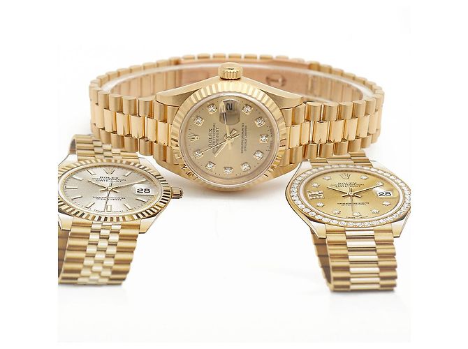 Rolex Damenarmbanduhr Datejust aus Gold mit Diamanten Golden - Ansicht 26