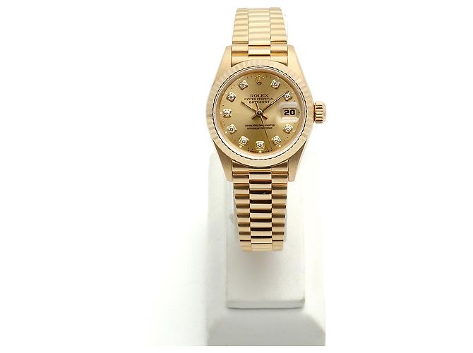 Rolex Damenarmbanduhr Datejust aus Gold mit Diamanten Golden - Ansicht 3