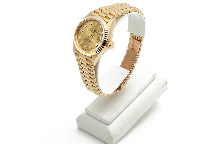Rolex Damenarmbanduhr Datejust aus Gold mit Diamanten Golden - Ansicht 4