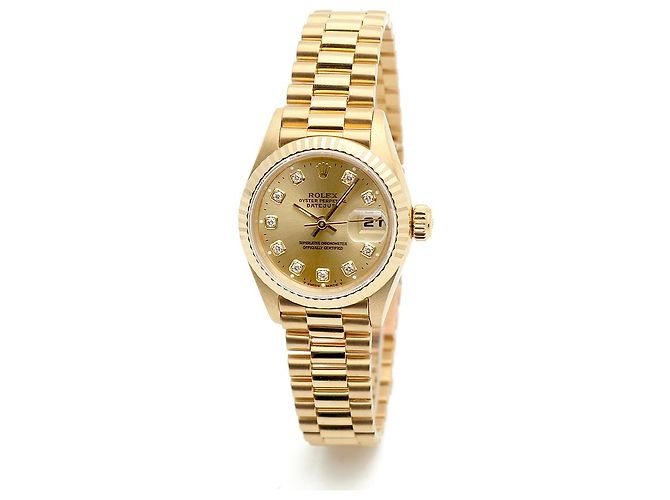 Rolex Damenarmbanduhr Datejust aus Gold mit Diamanten Golden - Ansicht 8