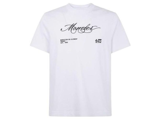 Weißes Baumwoll-T-Shirt mit gesticktem Moncler La Prima-Logo - Ansicht 4