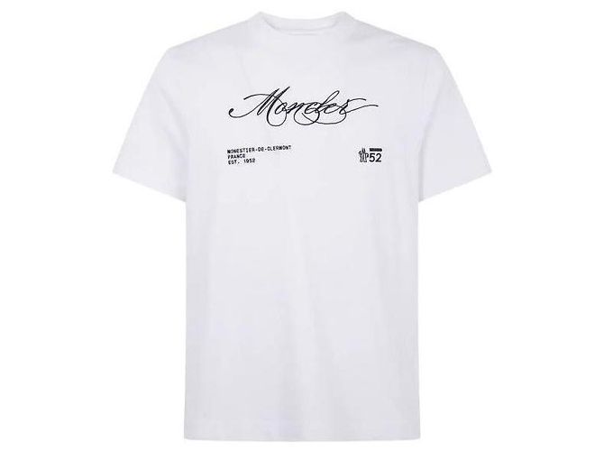 Weißes Baumwoll-T-Shirt mit gesticktem Moncler La Prima-Logo - Ansicht 7