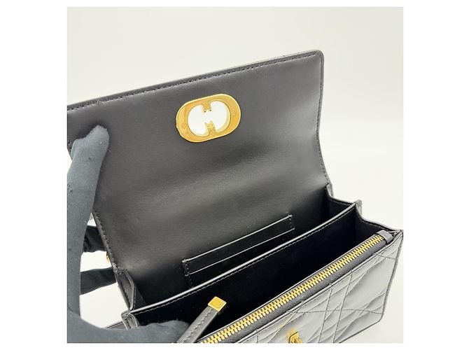 Dior Miss Caro Mini Macro Cannage in Pelle di Pecora Nera Nero - vista 10