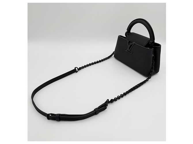 Louis Vuitton Borsa Tote Capucines East West Mini tutta nera con tracolla e crossbody Nero - vista 4