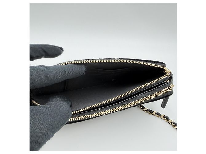 Chanel Mini borsa a tracolla WOC in velluto nero con doppia zip oro classico - vista 10