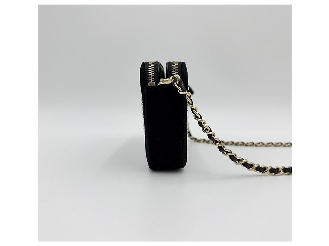 Chanel Mini borsa a tracolla WOC in velluto nero con doppia zip oro classico - vista 4