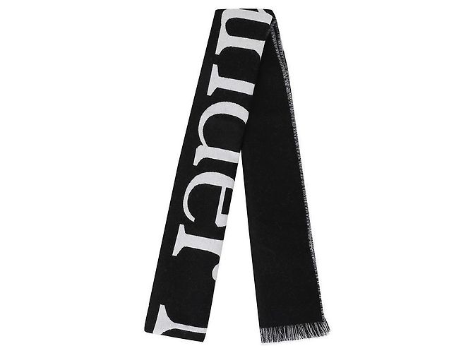 Alexander Mcqueen Herren Schal La Prima Logo Schwarz - Ansicht 4