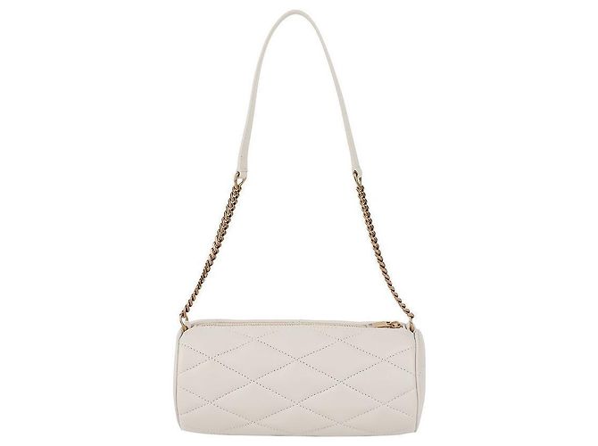 Saint Laurent Lafirma Mini-Röhrenhandtasche aus Lammwildleder Vintage Weiß - Ansicht 5
