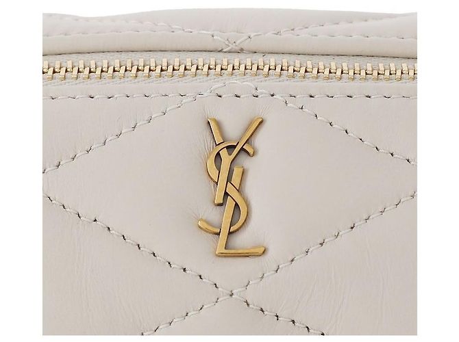 Saint Laurent Lafirma Mini-Röhrenhandtasche aus Lammwildleder Vintage Weiß - Ansicht 9