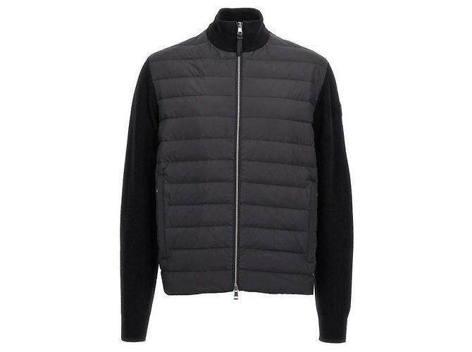 Moncler Cashmere-Zip-Cardigan mit Daunenfüllung Schwarz - Ansicht 4