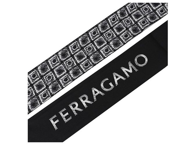 Salvatore Ferragamo La Banda in Seta Stampata Graffiti La Prima Bianco - vista 6