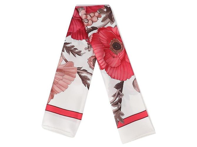 Salvatore Ferragamo Sciarpa in seta con stampa Poppy di La Prima Bianco - vista 4