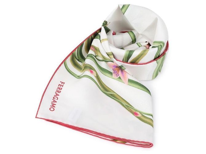 Salvatore Ferragamo Sciarpa in seta con stampa a stelo La Prima Bianco - vista 3