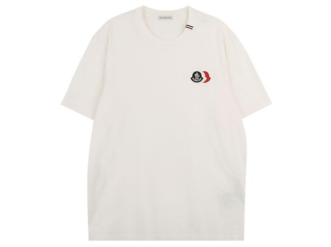 Moncler Baumwoll-T-Shirt mit gesticktem Logo Weiß - Ansicht 3