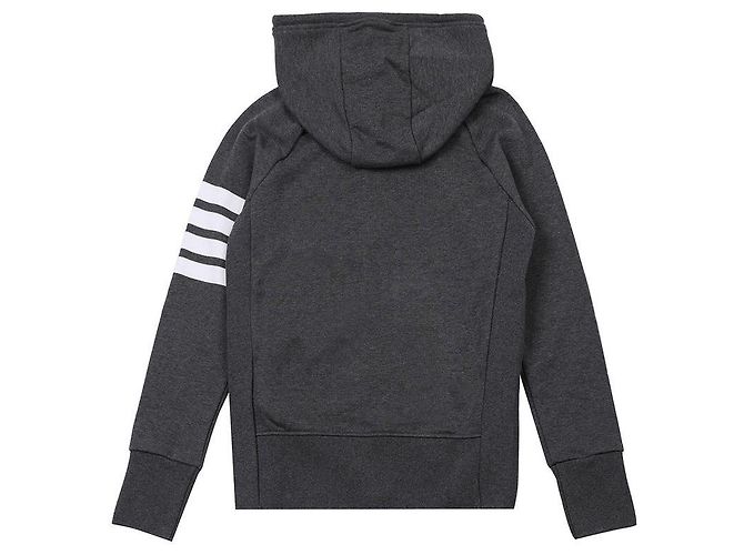 Thom Browne Felpa con cappuccio in jersey loopback con zip e striscia a righe RWB Marrone - vista 5