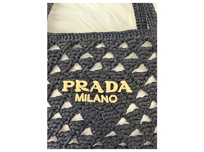 Tote Prada Schultertasche aus gehäkeltem Gewebe schwarz - Ansicht 10