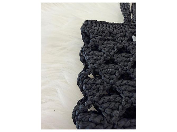 Tote Prada Schultertasche aus gehäkeltem Gewebe schwarz - Ansicht 13