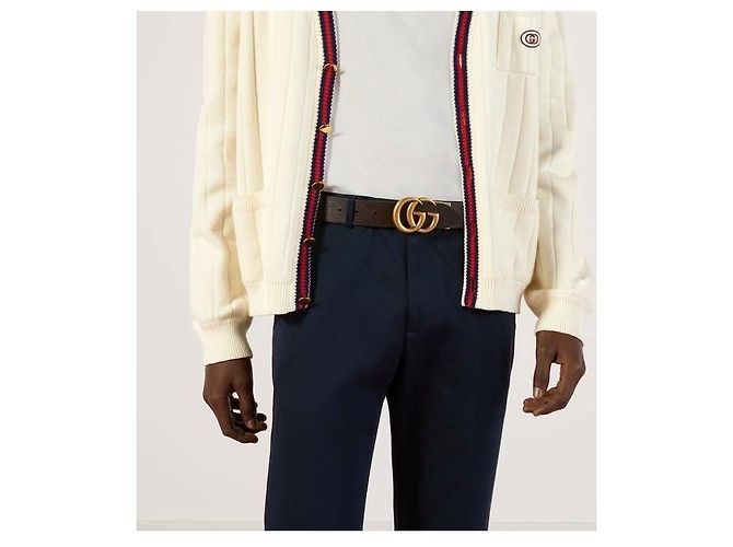 Gucci Cinturón de cuero reversible con doble hebilla - vista 5
