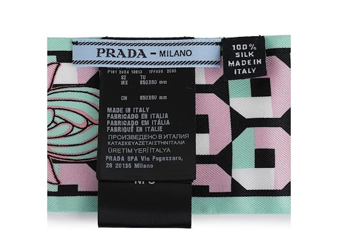 Prada Dünner Seidentwill-Schal mit Druck Grün - Ansicht 8
