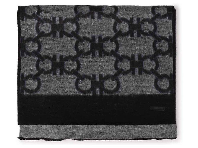 Salvatore Ferragamo Sciarpa Gancini ANTRACITE+GRIGIO+FUMO Marrone - vista 5
